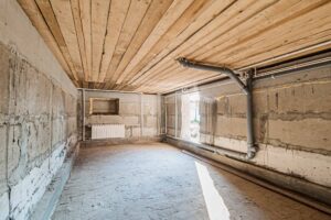 Russia, Moscow- April 17, 2020: interior room apartment rough repair for self-finishing. interior decoration, bare walls of the premises, stage of construction